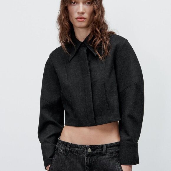 ZARA CROPPED SHIRT JACKET NEW - Picture 8 of 8